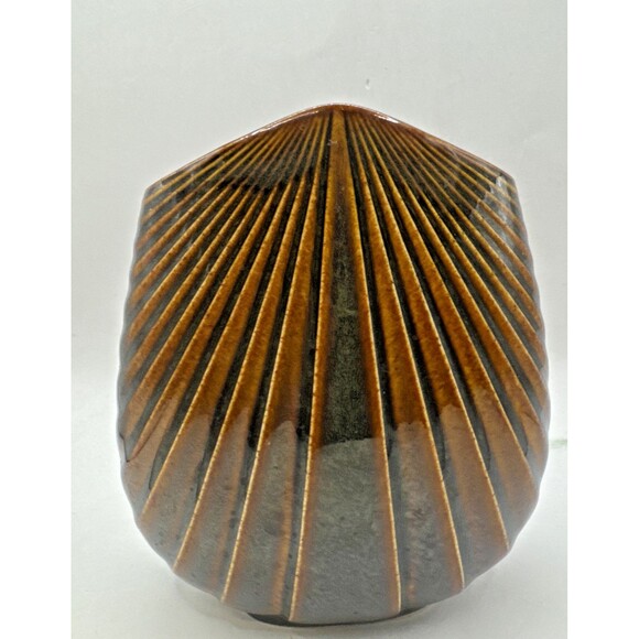 ROSENTHAL Studio Line VASE Ceramic Brown Matte 5.75” Minimalist Shell Clam - Picture 7 of 8